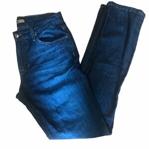 Joe's Jeans Lino Mid Rise Regular Fit Dark Wash Ombre Whiskered Denim Je…